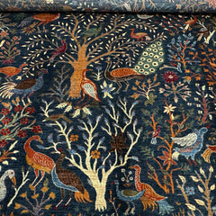 Shekari 9.7 x 8.2 Wool Rug – Midnight Orchard Tree of Life with Majestic Birds