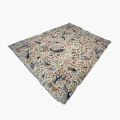 Shekari 11.7 x 9.3 Wool Rug – Ivory Tree of Life with Graceful Birds