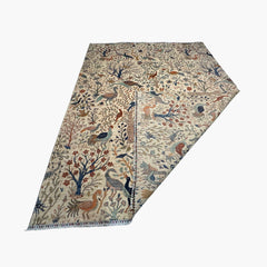 Shekari 11.7 x 9.3 Wool Rug – Ivory Tree of Life with Graceful Birds