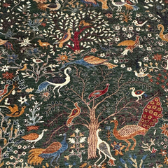 Shekari 11.9 x 8.8 Wool Rug – Verdant Tree of Life with Majestic Birds