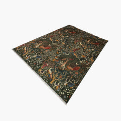 Shekari 11.9 x 8.8 Wool Rug – Verdant Tree of Life with Majestic Birds