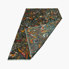 Shekari 9.7 x 6.5 Wool Rug – Garden of Paradise in Soft Dove Grey with Peacocks & Blossoms