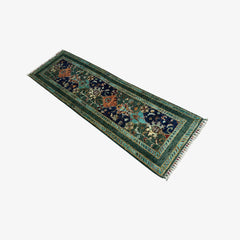 Sultani 6.5 x 1.9 Wool Runner – Deep Teal & Midnight Navy with Tree-of-Life Motifs