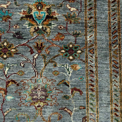 Sultani 5.9 x 2.1 Wool Runner – Sky Blue with Floral Vine & Tree Motifs