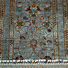 Sultani 5.9 x 2.1 Wool Runner – Sky Blue with Floral Vine & Tree Motifs