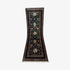 Sultani 6.2 x 2.1 Wool Runner – Midnight Black with Vine & Tree of Life Motifs