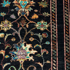 Sultani 6.2 x 2.1 Wool Runner – Midnight Black with Vine & Tree of Life Motifs