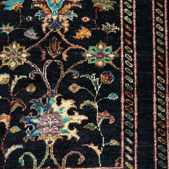 Sultani 6.3 x 2 Wool Runner – Black Base with Multicolour Floral & Vine Design