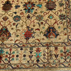Sultani 11.6 x 9 Wool Rug – Sand Beige with Vase & Blooming Floral Motifs