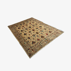 Sultani 11.6 x 9 Wool Rug – Sand Beige with Vase & Blooming Floral Motifs