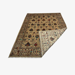 Sultani 11.6 x 9 Wool Rug – Sand Beige with Vase & Blooming Floral Motifs