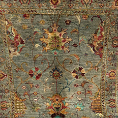 Sultani 5.4 x 3.4 Wool Rug – Grey Base with Multicolour Floral & Vine Motifs