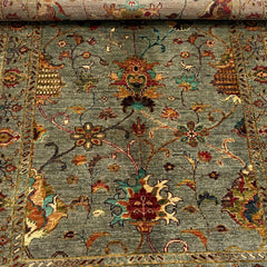 Sultani 5.4 x 3.4 Wool Rug – Grey Base with Multicolour Floral & Vine Motifs