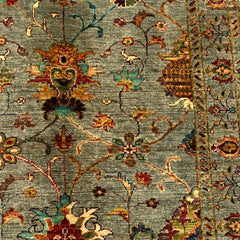 Sultani 5.4 x 3.4 Wool Rug – Grey Base with Multicolour Floral & Vine Motifs