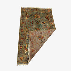 Sultani 5.4 x 3.4 Wool Rug – Grey Base with Multicolour Floral & Vine Motifs