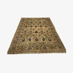 Sultani 9.6 x 8.2 Wool Rug – Beige Sand Field with Jewel-Toned Floral & Vine Motifs