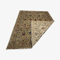 Sultani 9.6 x 8.2 Wool Rug – Beige Sand Field with Jewel-Toned Floral & Vine Motifs