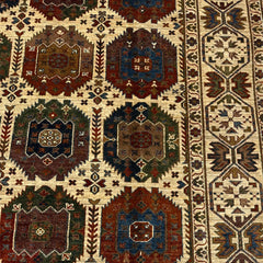 Waziri 9.6 x 8.1 Wool Rug – Golden Field with Multicolour Tribal Medallions