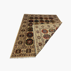 Waziri 9.6 x 8.1 Wool Rug – Golden Field with Multicolour Tribal Medallions