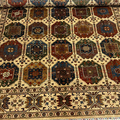 Waziri 9.6 x 8.1 Wool Rug – Golden Field with Multicolour Tribal Medallions