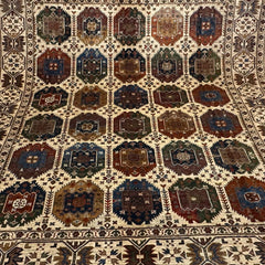 Waziri 9.6 x 8.1 Wool Rug – Golden Field with Multicolour Tribal Medallions