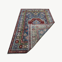 Afghan Kazak 9.7 x 6.6 Rug – Deep Red Field with Tribal Diamond Medallions