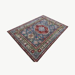 Afghan Kazak 9.7 x 6.6 Rug – Deep Red Field with Tribal Diamond Medallions